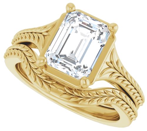 Sužadėtuvių Žiedas „Solitaire“ 14k yellow gold Emerald 8.5mm x 6.5mm (10)
