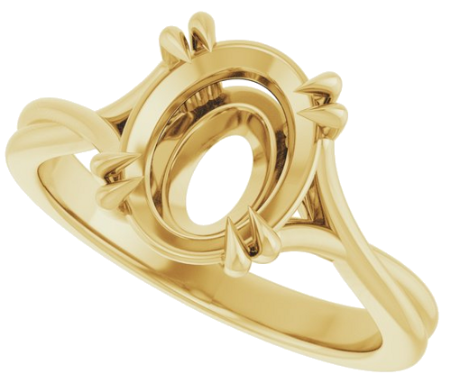 Sužadėtuvių Žiedas „Double Claw-Prong Solitaire Criss-Cross“ 14k yellow gold Oval 10mm x 8mm (5)