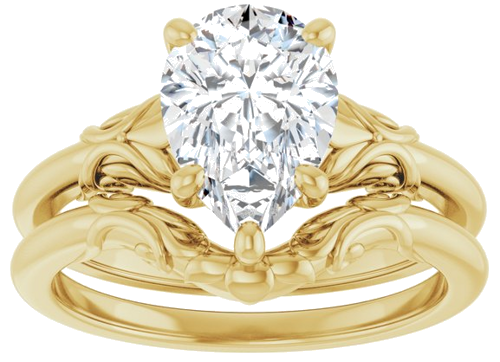 Sužadėtuvių Žiedas „Solitaire“ 14k yellow gold Pear 10mm x 7mm (8)