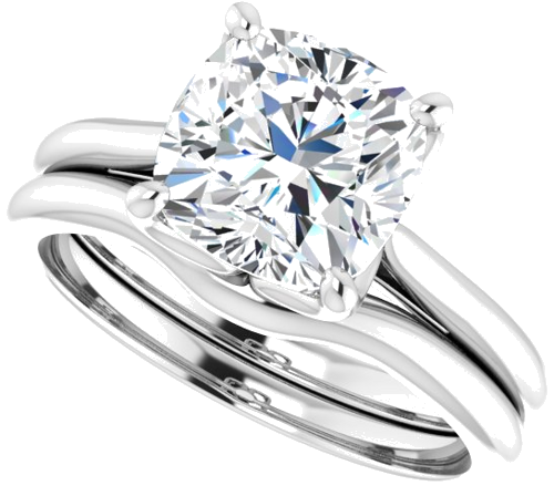 Sužadėtuvių Žiedas „Solitaire“ 585 Baltojo Aukso Cushion 8mm (10)