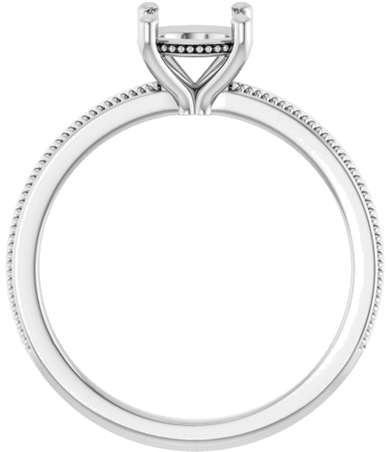 Sužadėtuvių Žiedas „Solitaire Milgrain“ 14k white gold Round 6.5mm (2)