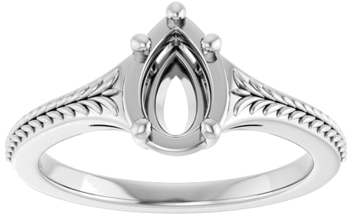 Sužadėtuvių Žiedas „Solitaire“ 14k white gold Pear 7mm x 4.5mm (3)
