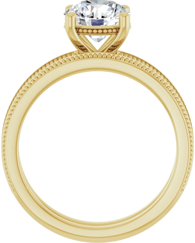 Sužadėtuvių Žiedas „Solitaire Milgrain“ 14k yellow gold Round 7.4mm (7)