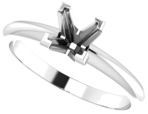 Sužadėtuvių Žiedas „V-End Solitaire“ 585 Baltojo Aukso Square 5mm (5)