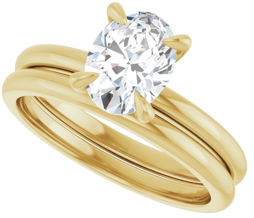 Sužadėtuvių Žiedas „Solitaire“ 750 Geltonojo Aukso Oval 8mm x 6mm (10)