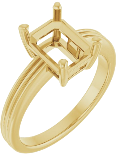 14K Yellow  9x7 mm Emerald Solitaire Engagement Ring Mounting (1)