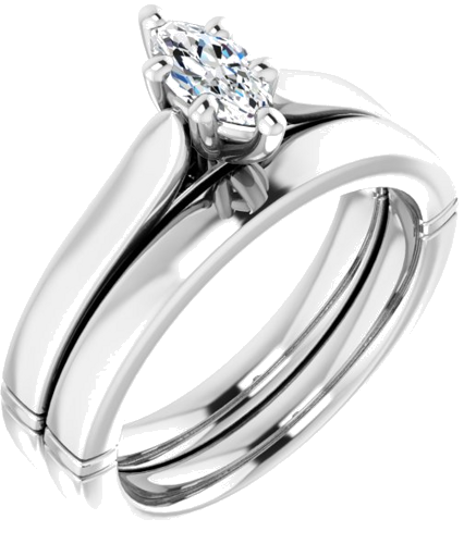 Sužadėtuvių Žiedas „Solitaire“ 585 Baltojo Aukso Marquise 7mm x 3.5mm (6)