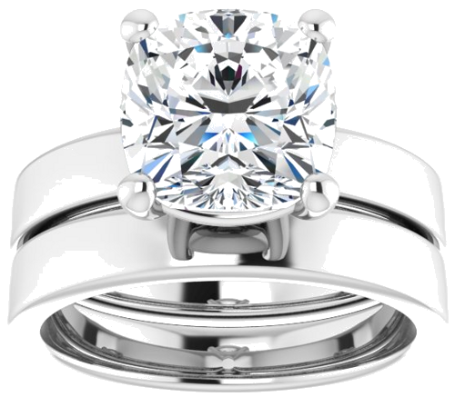 Sužadėtuvių Žiedas „Solitaire“ 14k white gold Cushion 9mm (8)