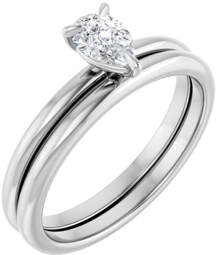 Sužadėtuvių Žiedas „Solitaire“ 14k white gold Pear 6mm x 4mm (6)
