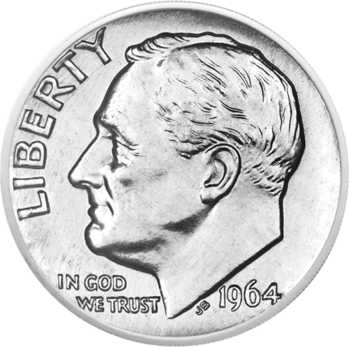 10 центов Рузвельт (1946-1964) США серебряная монета (1)