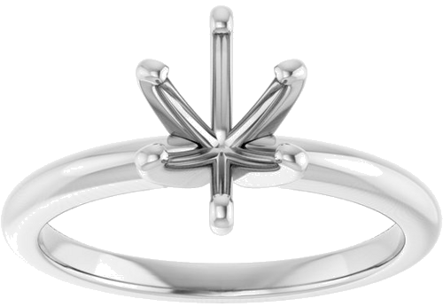 14K White  8x6 mm Oval Solitaire Engagement Ring Mounting (3)