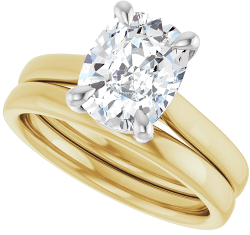 Sužadėtuvių Žiedas „Claw-Prong Solitaire“ 14k yellow/white gold Elongated Cushion 9mm x 7mm (10)