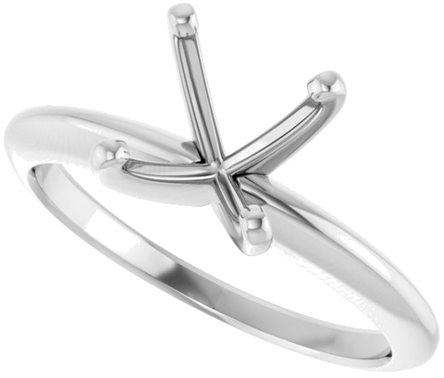 14K White 7.8-8.6 mm Round 4-Prong Comfort-fit Solitaire Ring Mounting (5)