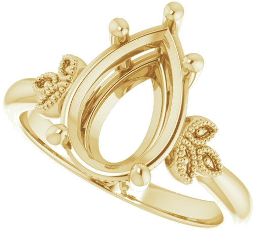 14K Yellow 12x8 mm Pear Solitaire Engagement Ring Mounting (5)