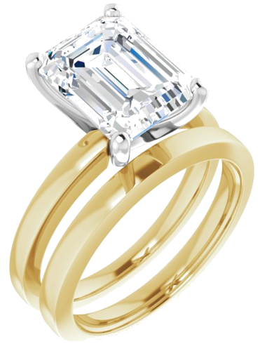 14K Yellow White 10x8 mm Emerald Solitaire Engagement Ring Mounting (6)