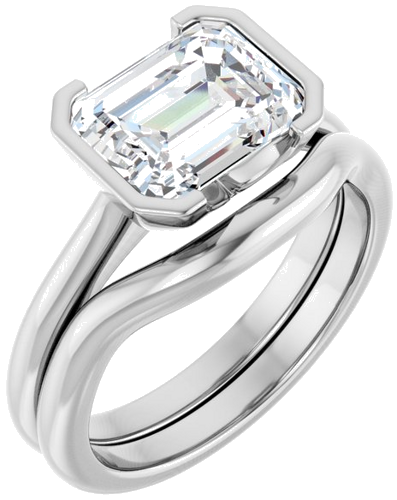 Sužadėtuvių Žiedas „Half-Bezel Solitaire“ 950 Platinos Emerald 9mm x 7mm (6)