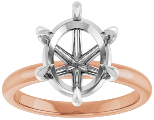Sužadėtuvių Žiedas „Claw-Prong“ 14k rose/white gold Oval 11mm x 9mm (3)