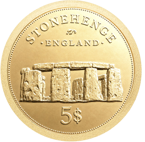 2006 Stounhendža 5 dolāri Fidži zelta monēta (1)