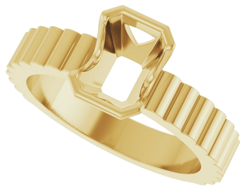 Sužadėtuvių Žiedas „Half-Bezel Solitaire“ 10k yellow gold Emerald 7mm x 5mm (5)