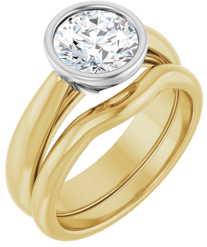 Sužadėtuvių Žiedas „Bezel-Set Solitaire“ 14k yellow/white gold Round 7.4mm (6)