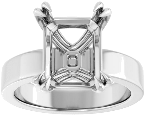 Sužadėtuvių Žiedas „Double Claw-Prong Solitaire“ 14k white gold Emerald 11mm x 9mm (3)