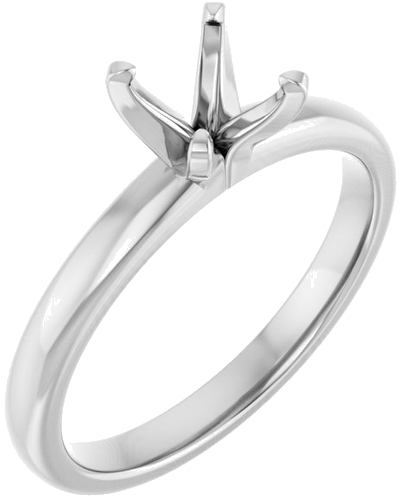 14K White 6.5 mm Round Solitaire Engagement Ring Mounting (1)