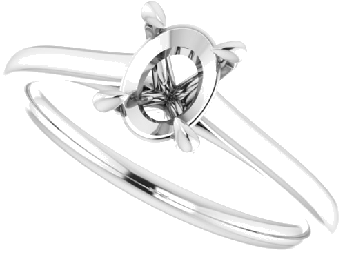 14K White  7x5 mm Oval Solitaire Engagement Ring Mounting (5)