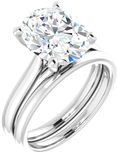 14K White 11x9 mm Oval Engagement Ring Mounting (6)