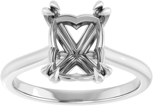 Sužadėtuvių Žiedas „Double Claw-Prong“ 14k white gold Emerald 9mm x 7mm (3)