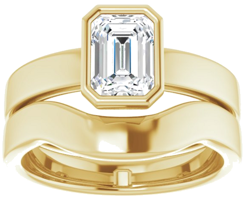 Sužadėtuvių Žiedas „Bezel-Set Solitaire“ 14k yellow gold Emerald 7mm x 5mm (8)