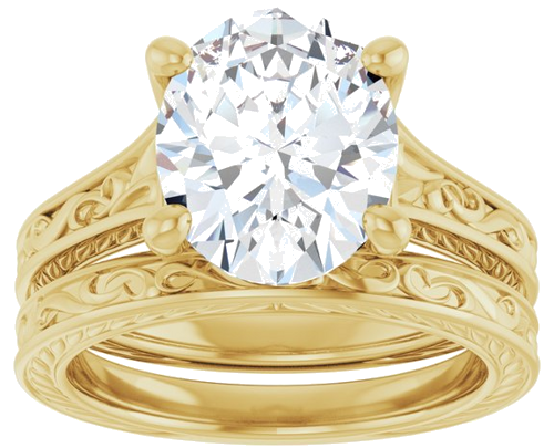Sužadėtuvių Žiedas „Solitaire Scroll“ 14k yellow gold Oval 11mm x 9mm (8)