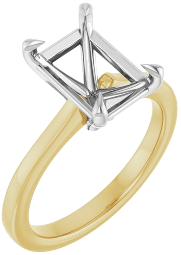 Sužadėtuvių Žiedas „Claw-Prong“ 14k yellow/white gold Emerald 10mm x 7mm (1)