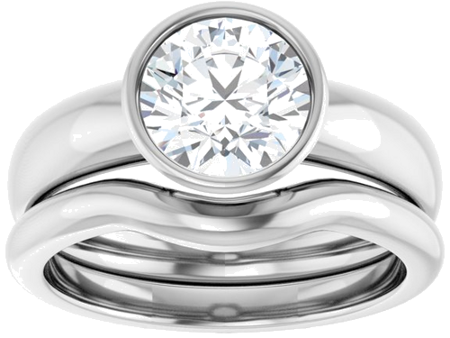Sužadėtuvių Žiedas „Bezel-Set Solitaire“ 14k white gold Round 7.4mm (8)