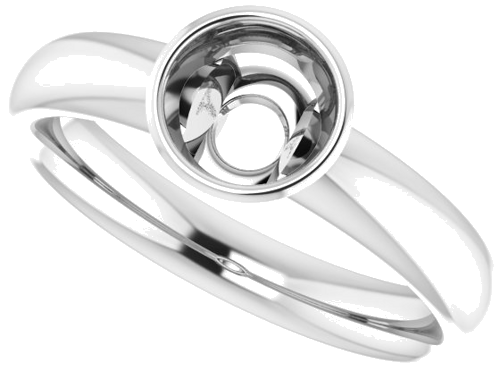 Sužadėtuvių Žiedas „Bezel-Set Solitaire“ 585 Baltojo Aukso Round 5.8mm (5)