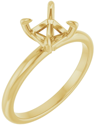 14K Yellow  6x6 mm Asscher Solitaire Engagement Ring Mounting (1)