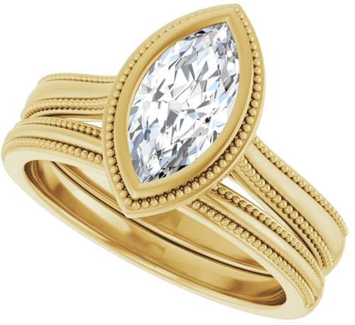 Sužadėtuvių Žiedas „Bezel-Set Solitaire“ 14k yellow gold Marquise 10mm x 5mm (10)