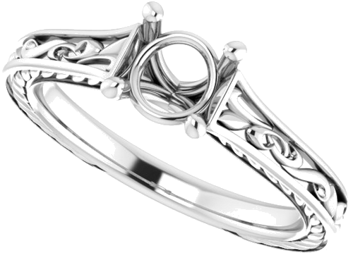 Sterling Silver  6 mm Round Solitaire Engagement Ring Mounting (5)