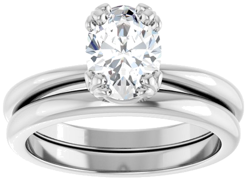 Sužadėtuvių Žiedas „Solitaire“ 14k white gold Oval 8mm x 6mm (8)