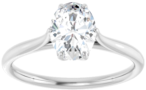 14K White 8x6 mm Oval Engagement Ring Mounting (8)