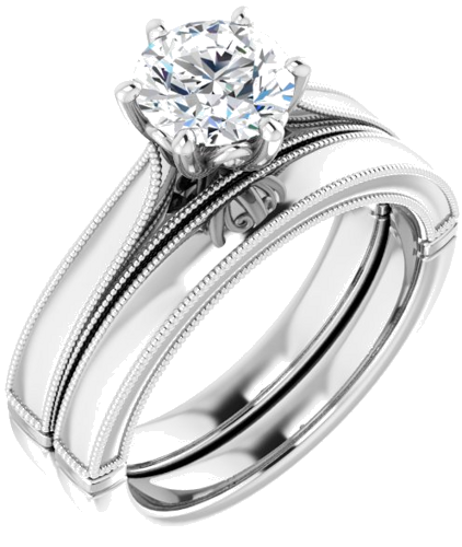 Sužadėtuvių Žiedas „Solitaire“ 585 Baltojo Aukso Round 6.5mm (6)