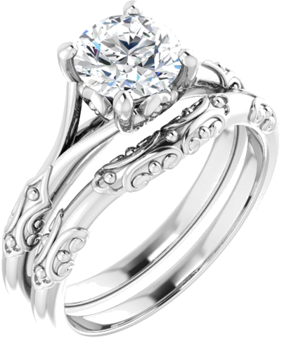 14K White 6.5 mm Round Solitaire Engagement Ring Mounting (6)