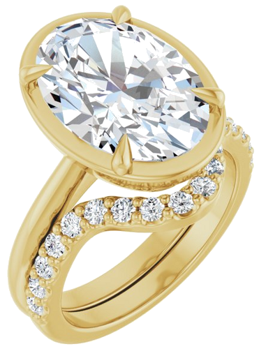 Sužadėtuvių Žiedas „Claw-Prong Solitaire Bezel-Style“ 14k yellow gold Oval 14mm x 10mm (6)