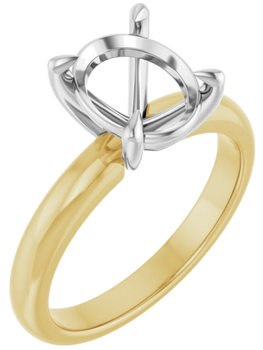 Sužadėtuvių Žiedas „Solitaire“ 585 Baltojo Ir Geltonojo Aukso Oval 10mm x 8mm (1)