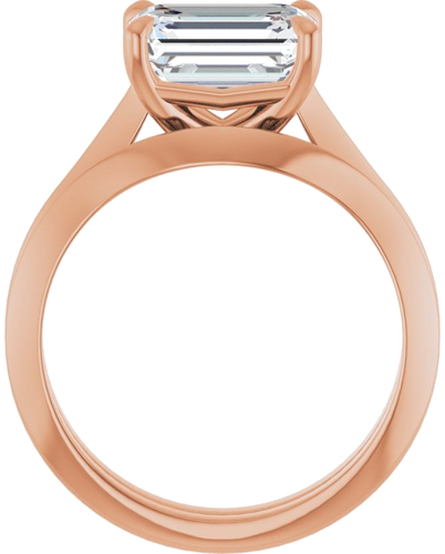 10K Rose 9x7 mm Emerald Solitaire Engagement Ring Mounting (7)