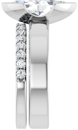 Sužadėtuvių Žiedas „Half-Bezel Solitaire“ 10k white gold Marquise 13mm x 6.5mm (9)