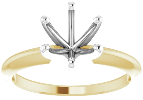 14K Yellow   White 7.3-7.7 mm Round 6-Prong Comfort-Fit Solitaire Ring Mounting (3)