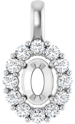 Pakabukas „Halo-Style“ 14k white gold Oval 7mm x 5mm (1)