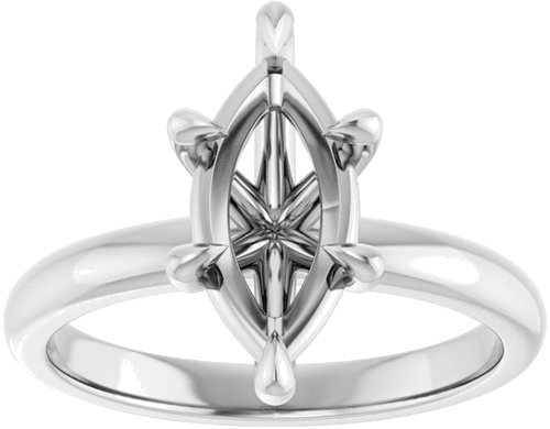 14K White 12x6 mm Marquise Solitaire Engagement Ring Mounting (3)
