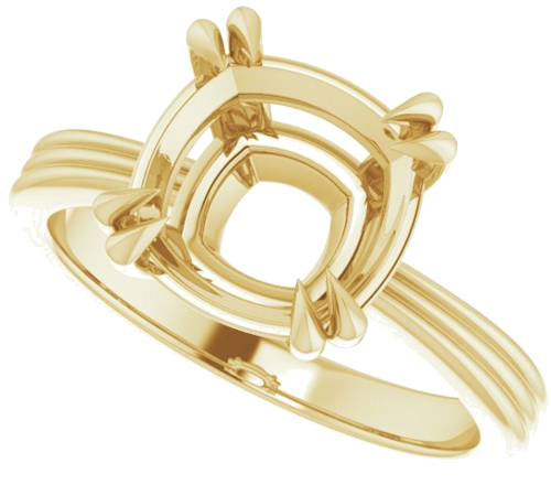 Sužadėtuvių Žiedas „Double Claw-Prong Solitaire“ 14k yellow gold Cushion 9mm (5)