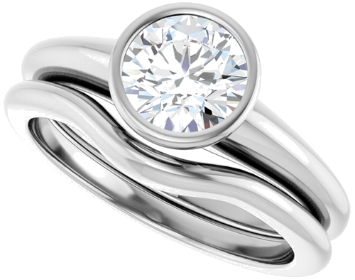Sužadėtuvių Žiedas „Bezel-Set Solitaire“ 14k white gold Round 6.5mm (10)